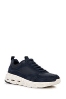 Geox Men's Navy Blue Hoverstream Lace-Up Leather Sneaker | Derimod