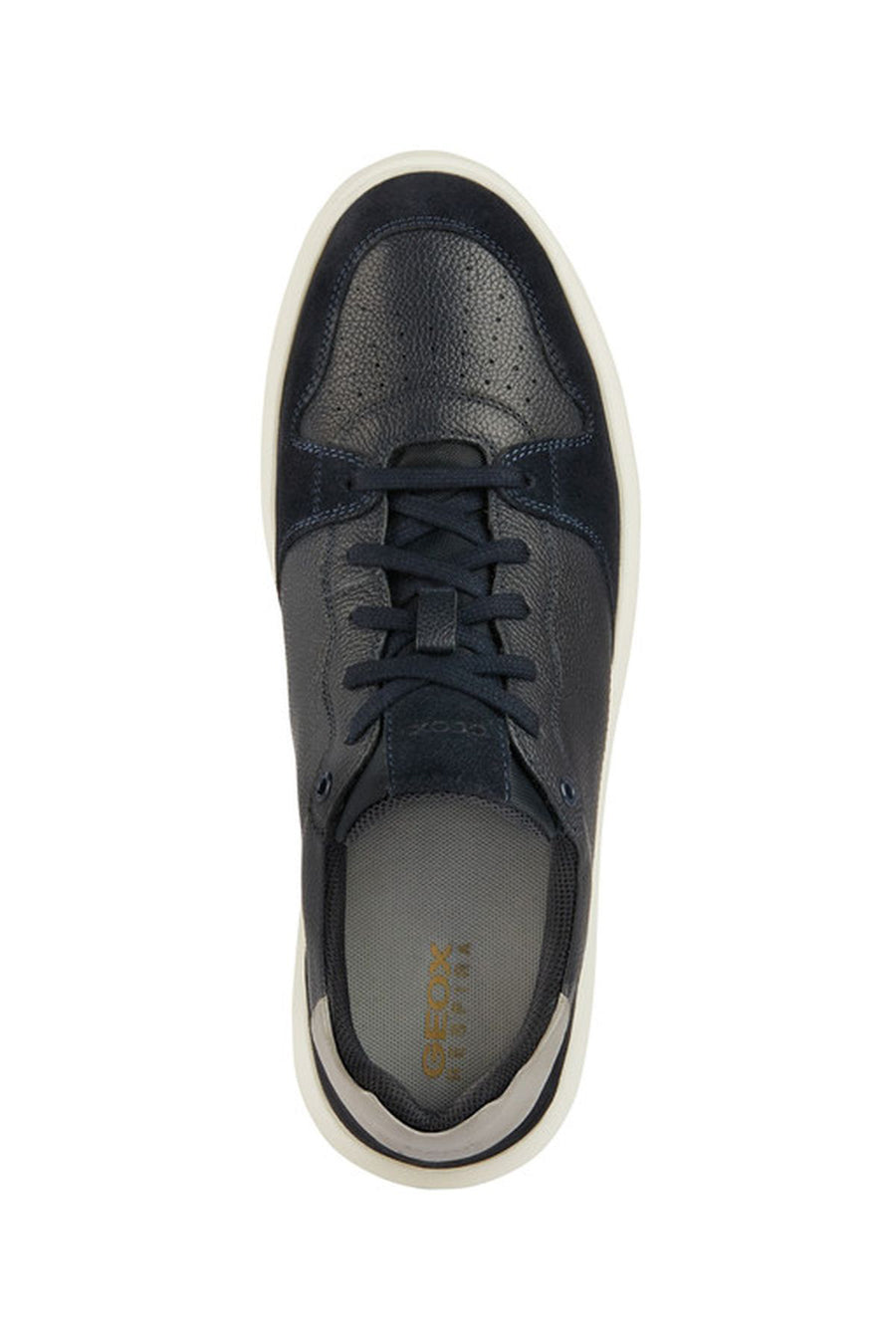 Geox Men's Navy Blue Deiven Lace-up Leather Casual Shoes