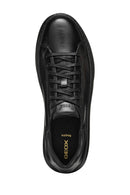 Geox Men's Black Deıven Lace-Up Leather Casual Sneakers | Derimod