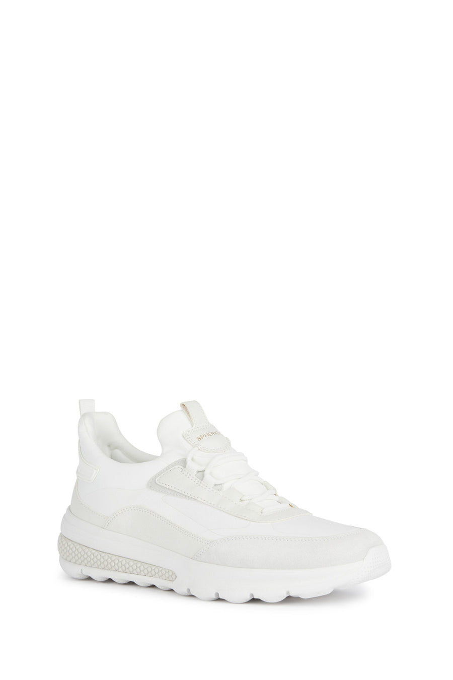 Geox Men White Lace-Up Thick Sole Fabric Sneaker