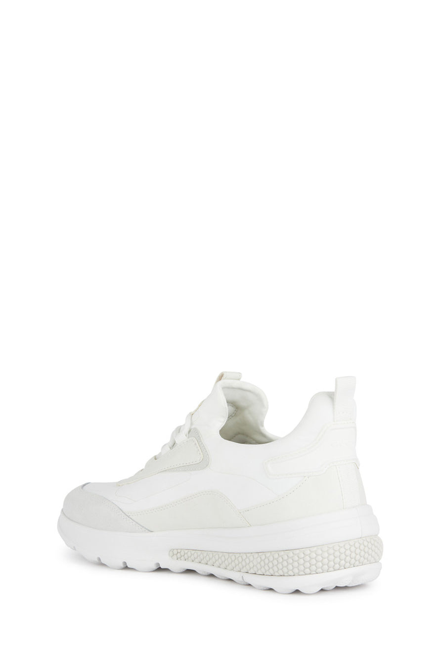 Geox Men White Lace-Up Thick Sole Fabric Sneaker