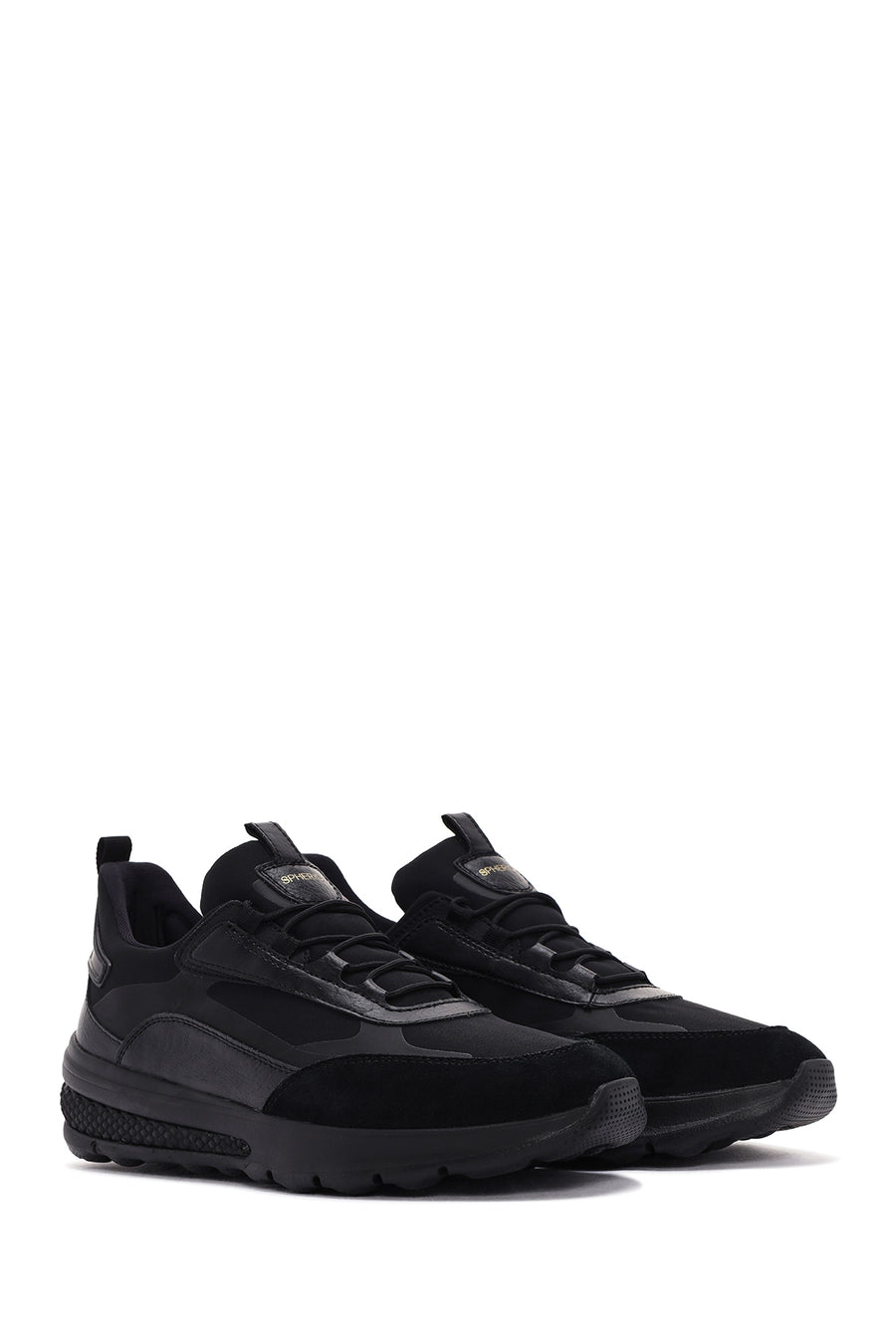Geox Erkek Siyah Spherica Actif Bağcıklı Deri Sneaker