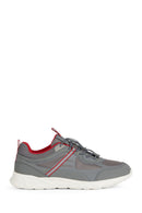 Geox Men's Gray Sanzio Lace-Up Leather Sneaker | Derimod
