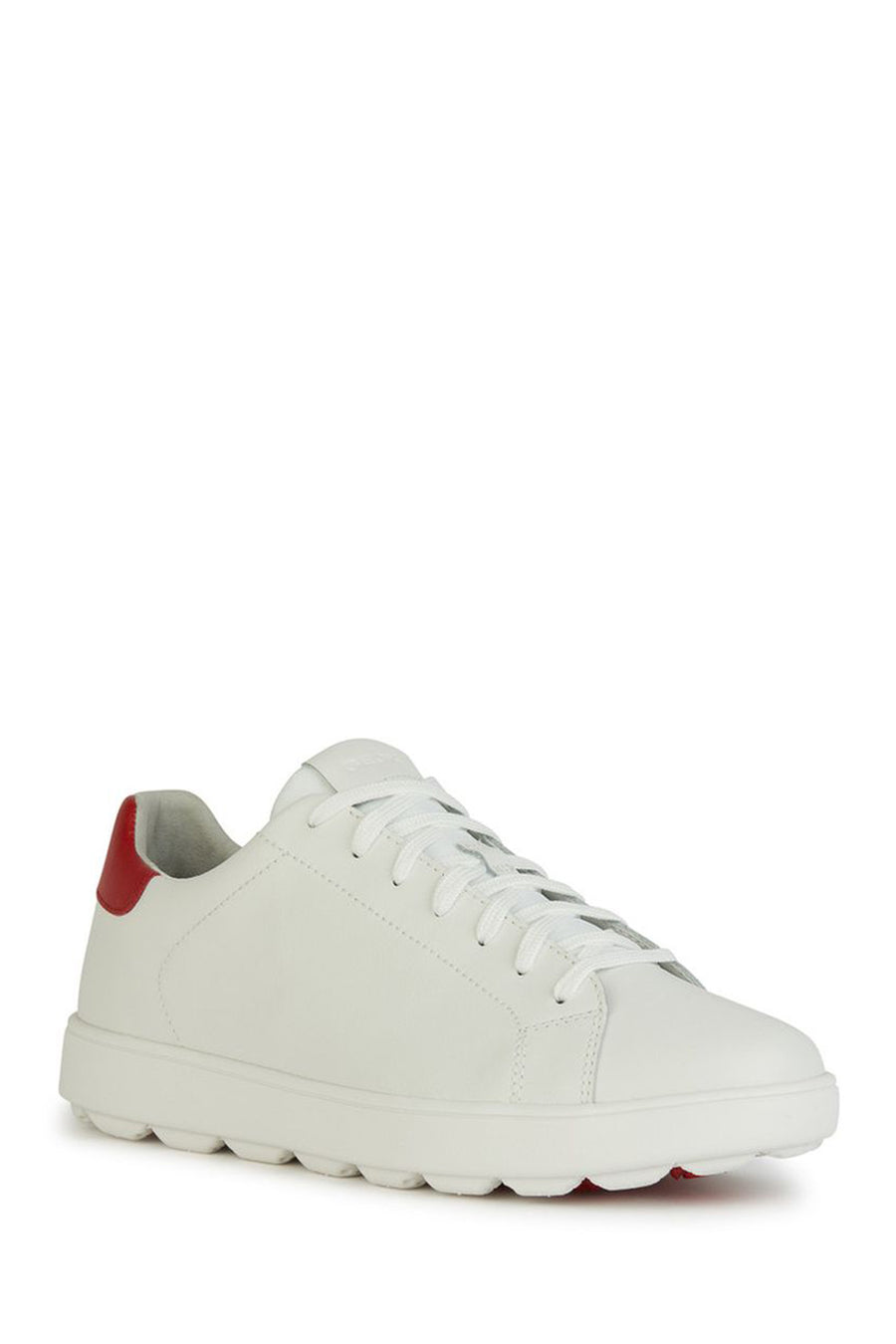 Geox Men's White Spherica Ecub-1 Lace-Up Leather Sneaker
