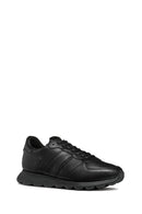 Geox Men's Black Lace-Up Leather Sneakers | Derimod