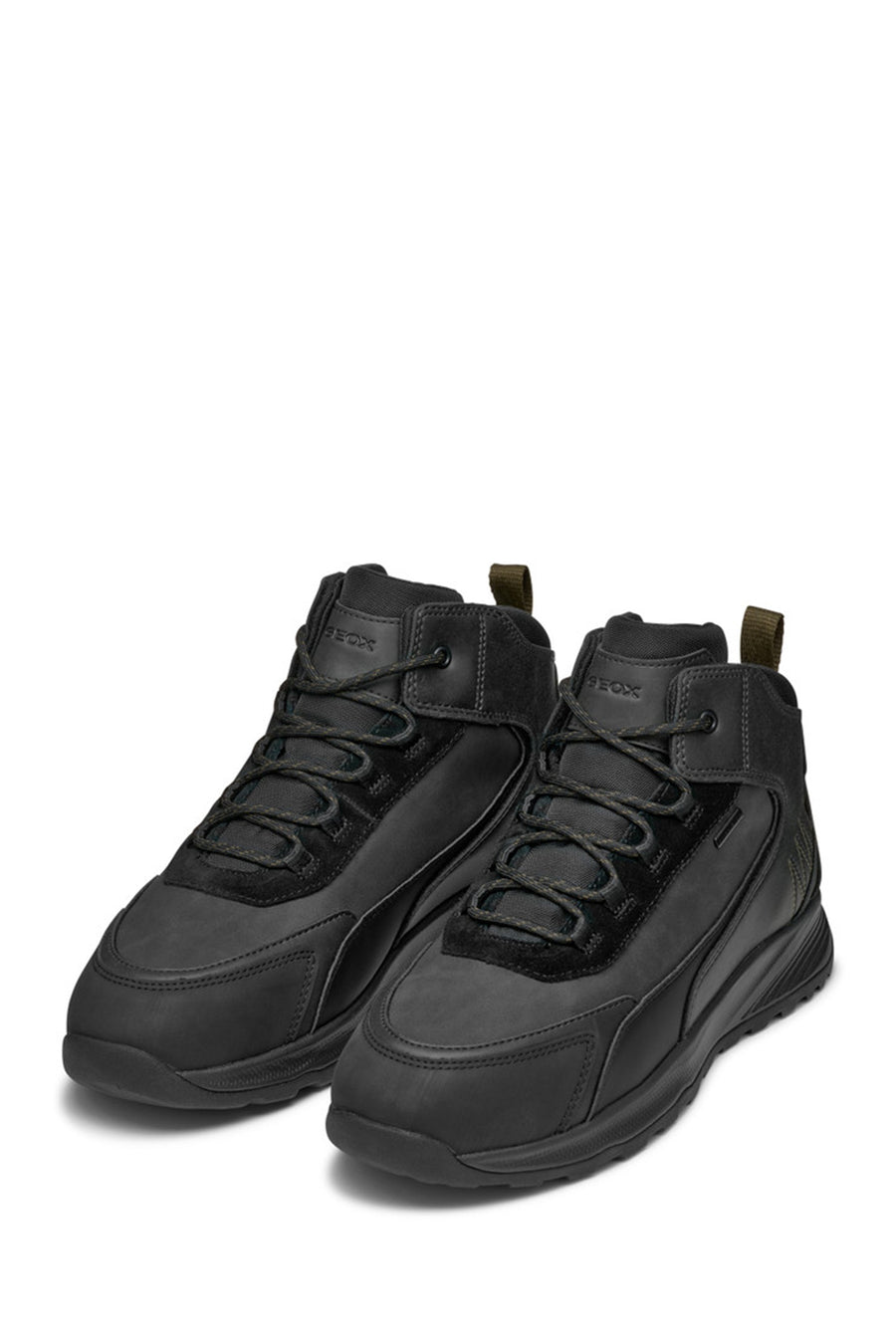 Geox Men Black Lace-Up Fabric Boots