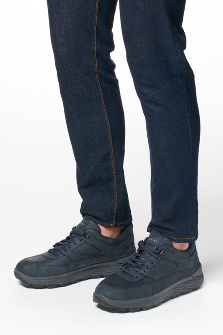 Geox Erkek Lacivert Bağcıklı Kalın Tabanlı Süet Deri Sneaker