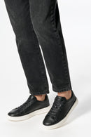 Geox Men's Black Zackerty Lace-Up Leather Sneakers | Derimod