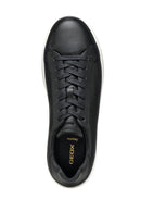 Geox Men's Black Zackerty Lace-Up Leather Sneakers | Derimod