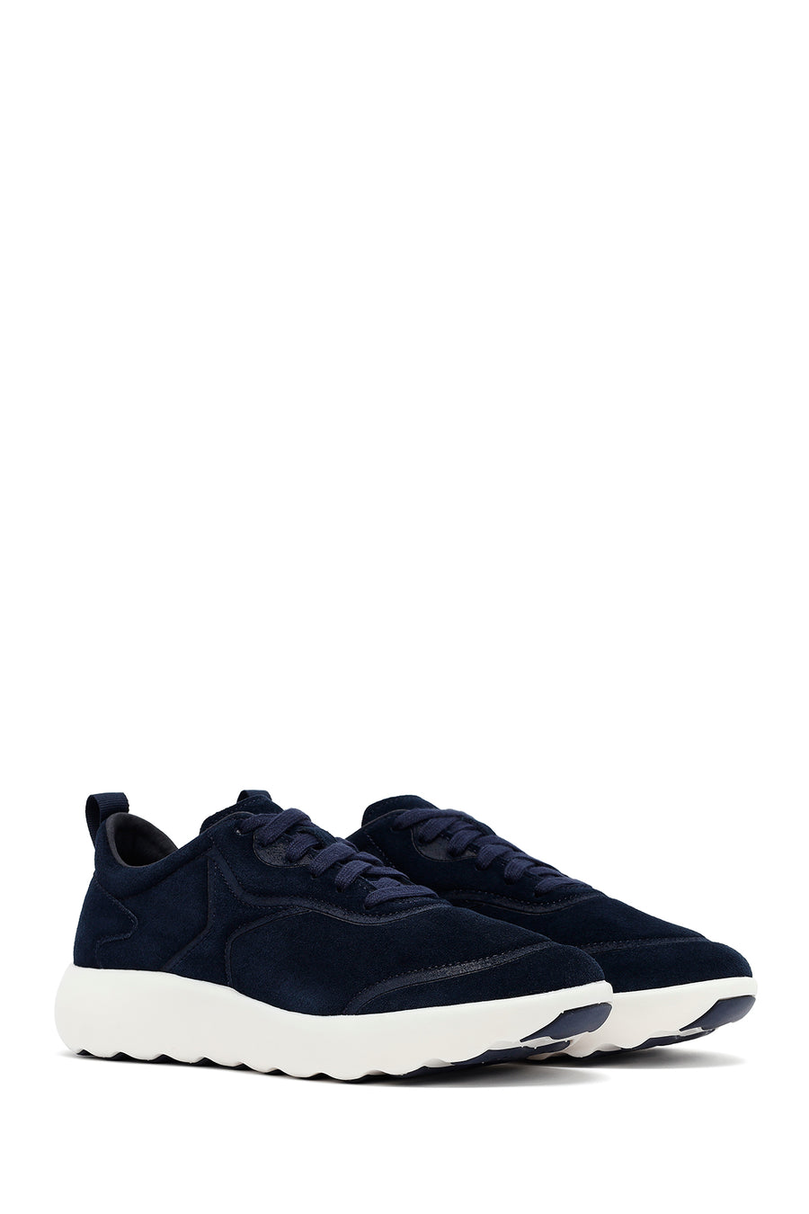 
Geox Men's Navy Thick Sole Lace-Up Suede Leather Sneaker
