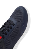 Geox Men Navy Blue Thick-Soled Lace-Up Fabric Sneaker | Derimod