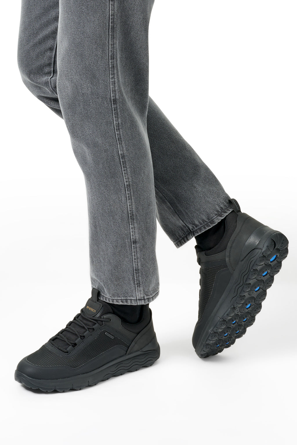 Geox Erkek Siyah U Spherıca 4X4 B Abx A - Text+ Bağcıklı Kalın Tabanlı Kumaş Sneaker