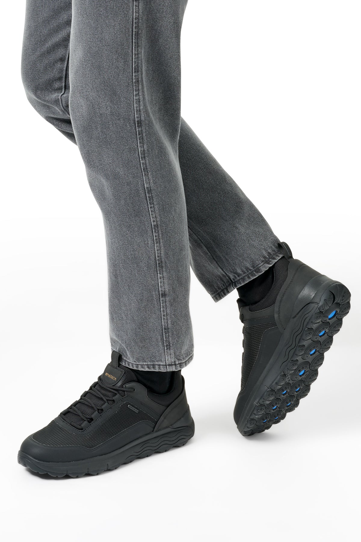 Geox Erkek Siyah U Spherıca 4X4 B Abx A - Text+ Bağcıklı Kalın Tabanlı Kumaş Sneaker