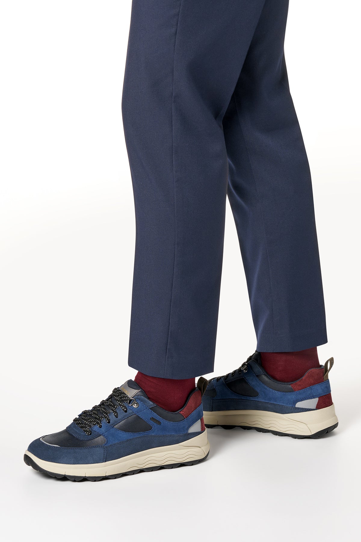 Geox Erkek Lacivert U Spherıca 4X4 B Abx C - Suede Bağcıklı Kalın Tabanlı Kumaş Sneaker