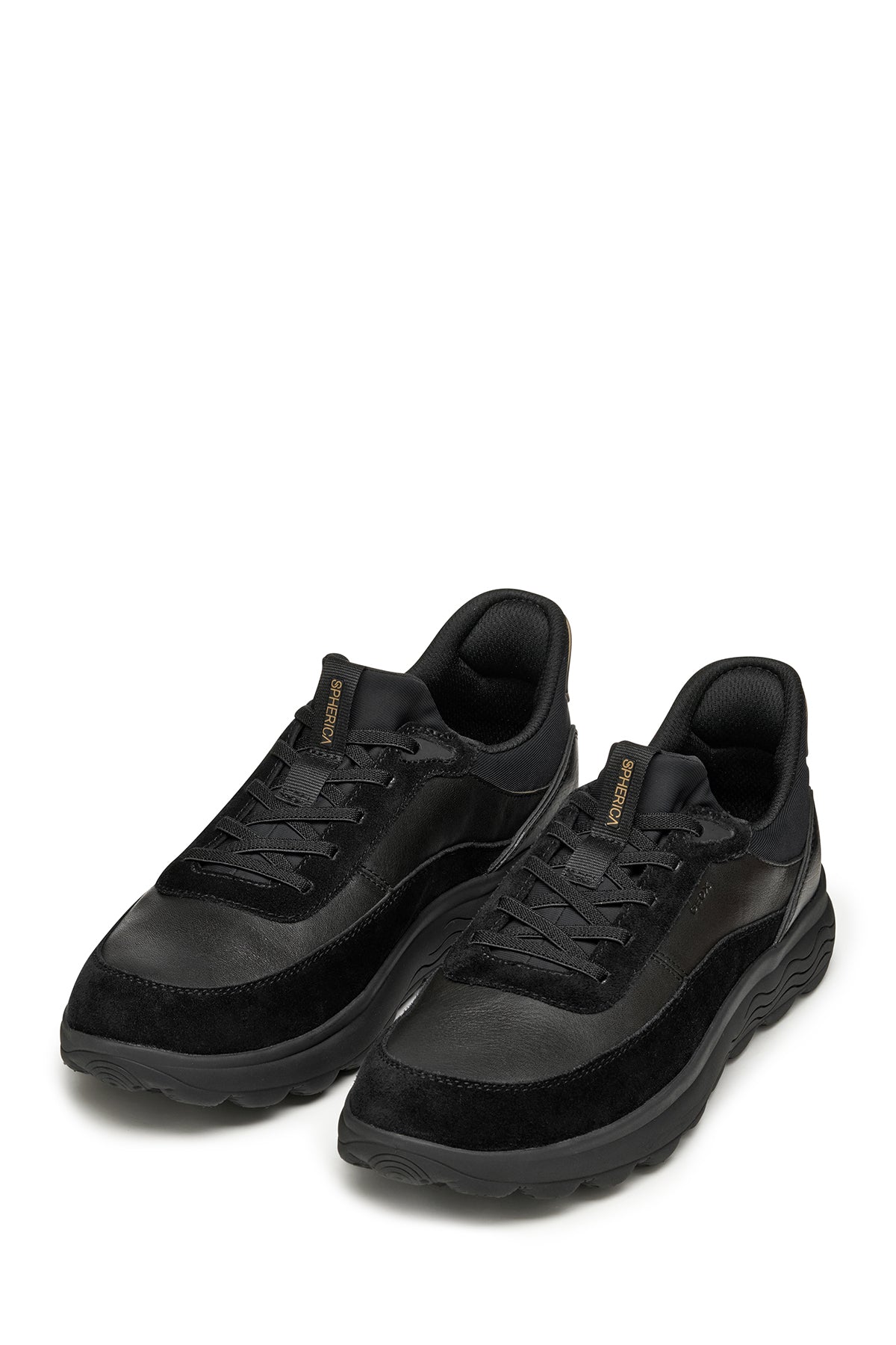 Geox Erkek Siyah U Spherıca Plus A - Nappa+Sued Bağcıklı Kalın Tabanlı Süet Sneaker