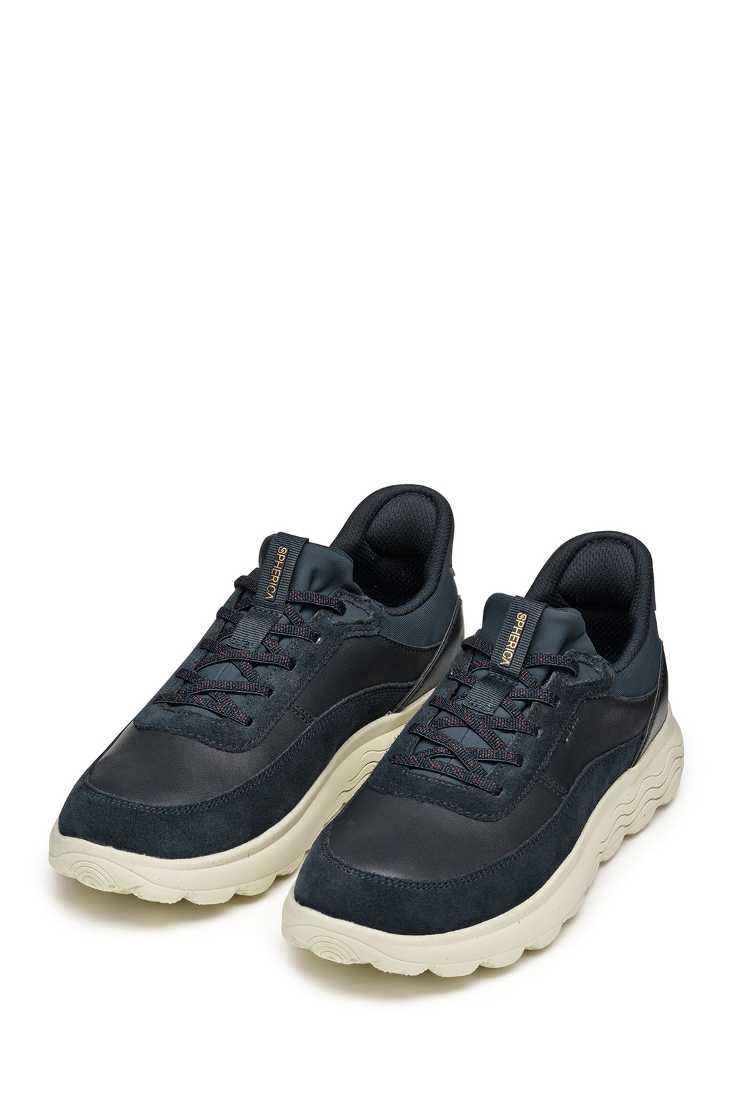 Geox Erkek Lacivert U Spherıca Plus A - Nappa+Sued Bağcıklı Kalın Tabanlı Süet Sneaker