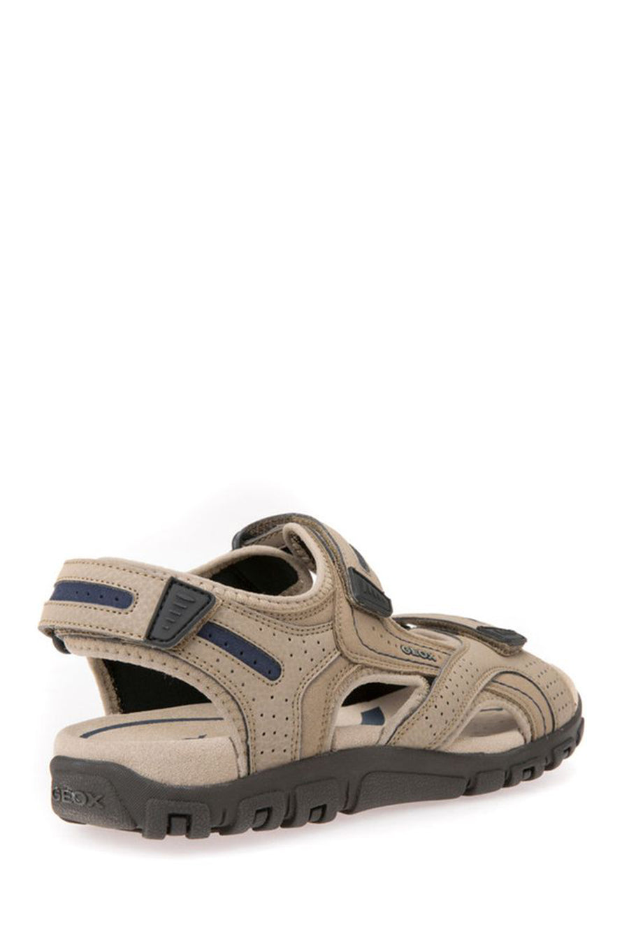 Geox Men's Beige Strada Ankle Strap Suede Leather Sandals