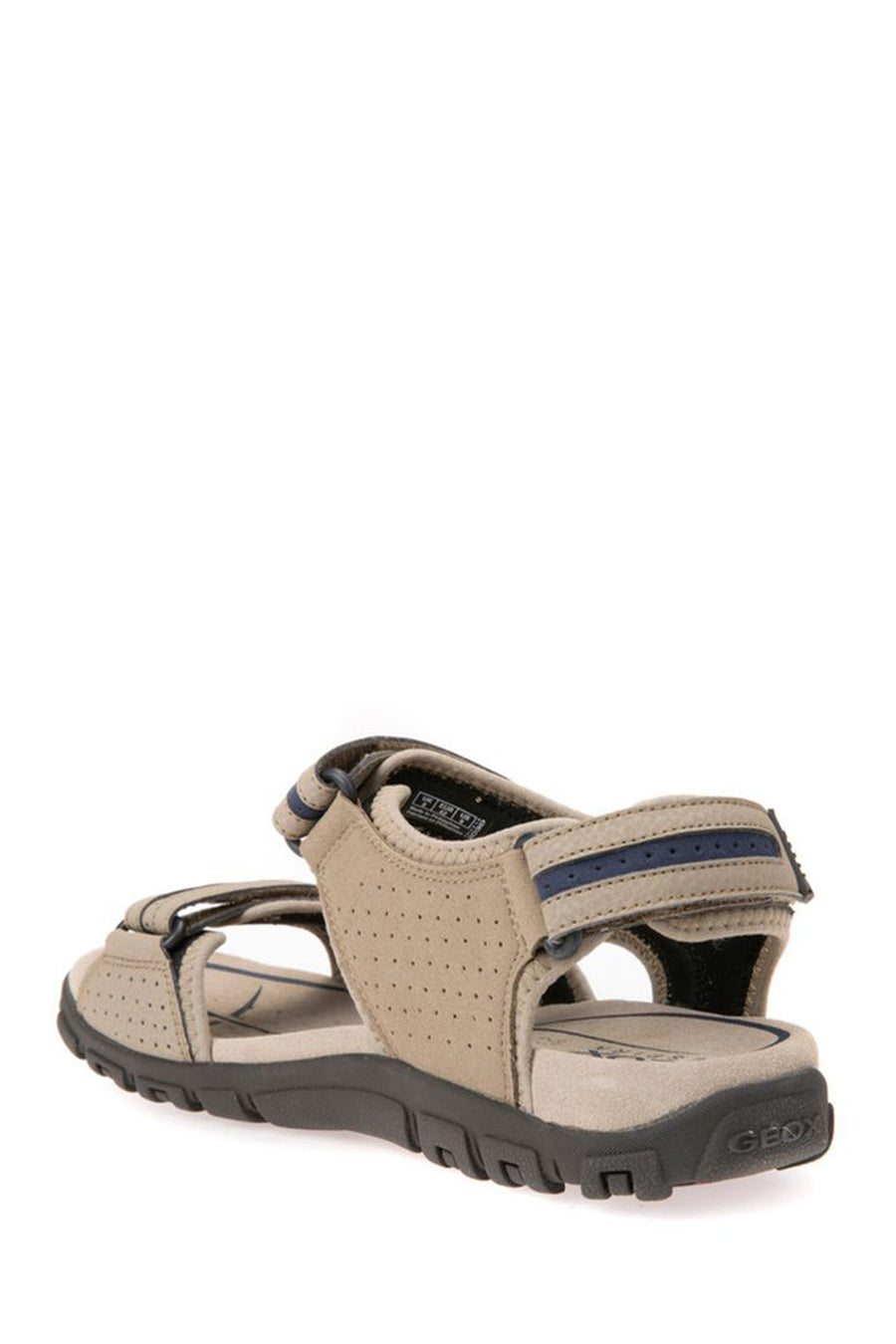 Geox Men's Beige Strada Ankle Strap Suede Leather Sandals