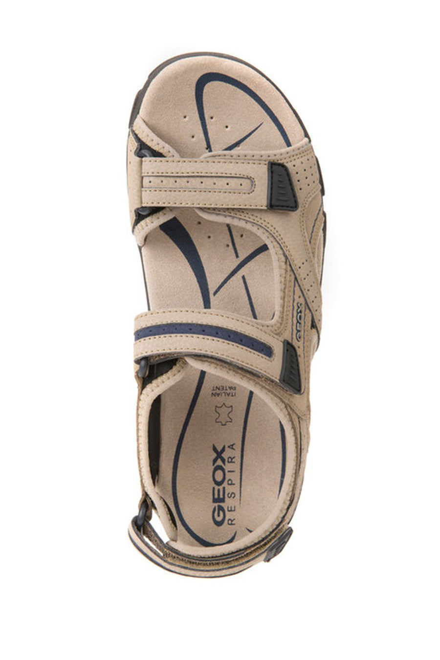 Geox Men's Beige Strada Ankle Strap Suede Leather Sandals