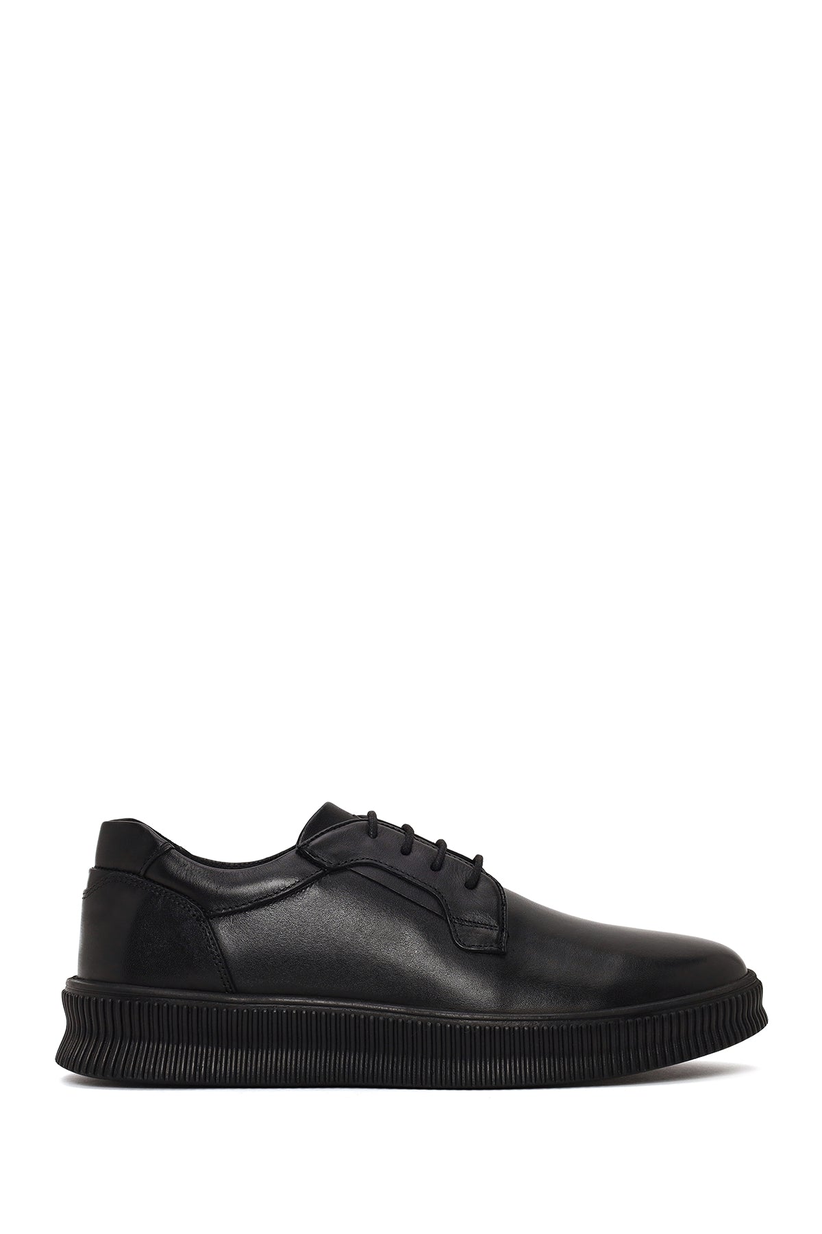 Erkek Siyah Bağcıklı Deri Sneaker WM600012DV | Derimod
