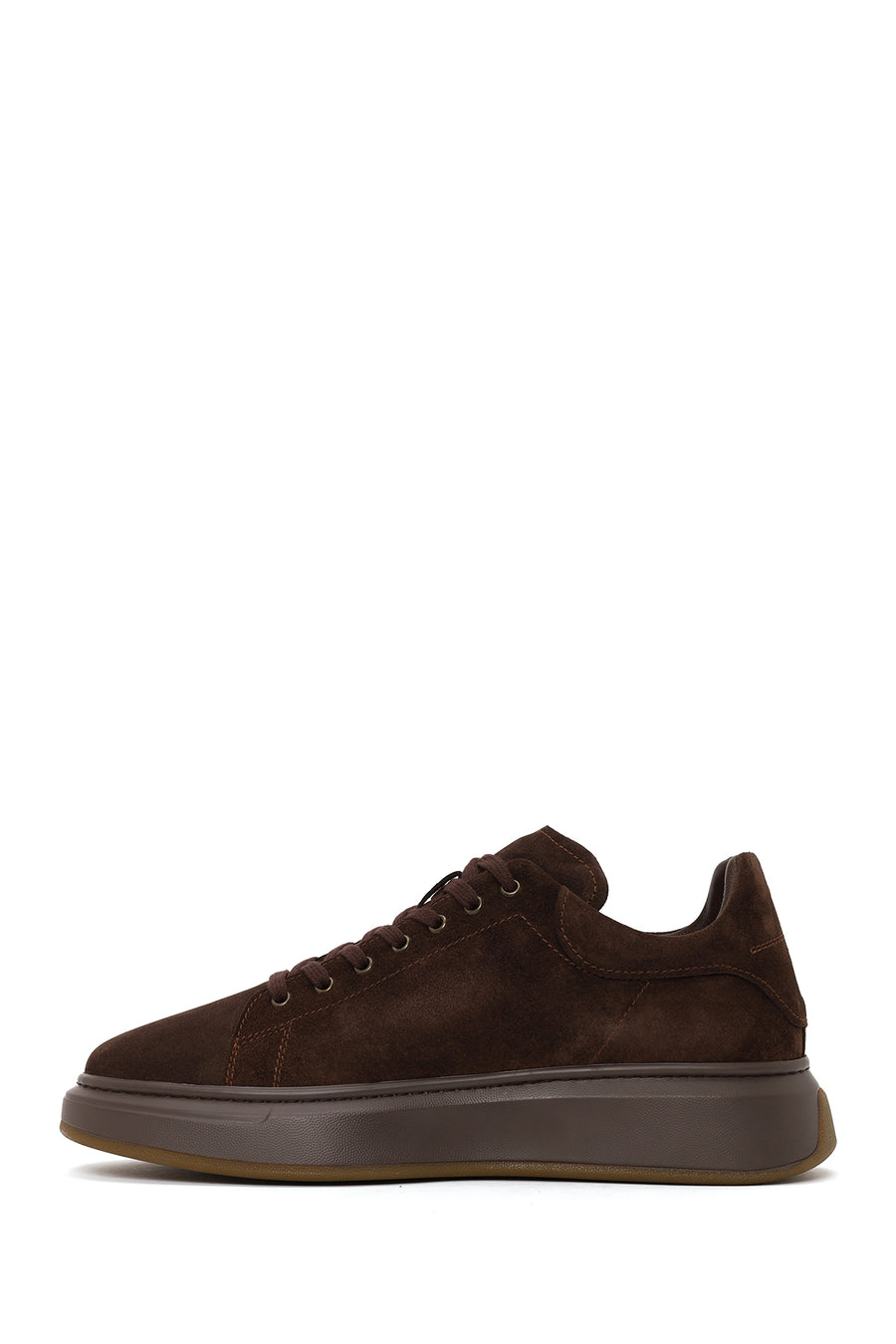 Male Brown Lace-Up Thick-Soled Suede Leather Sneaker