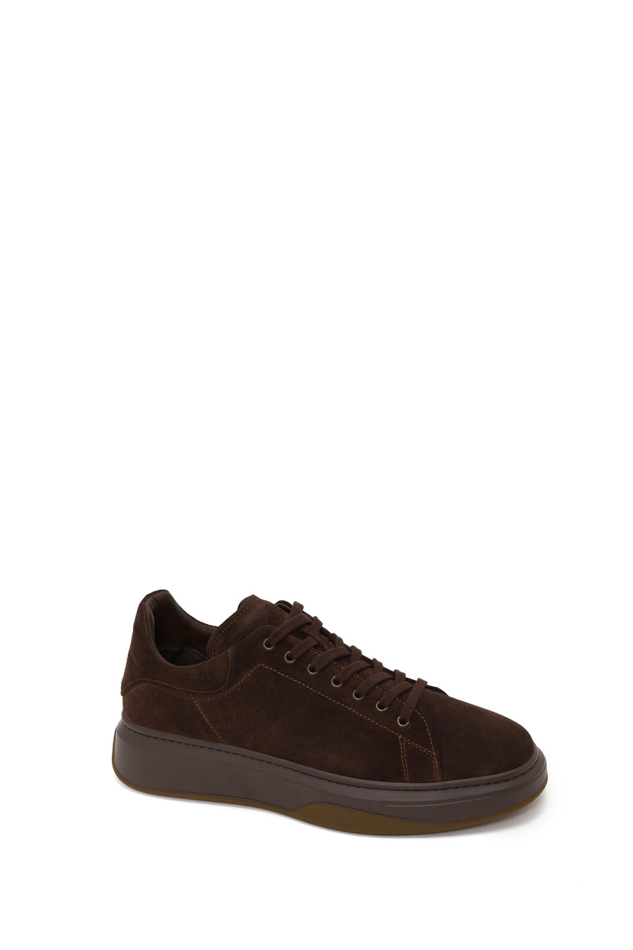 Male Brown Lace-Up Thick-Soled Suede Leather Sneaker