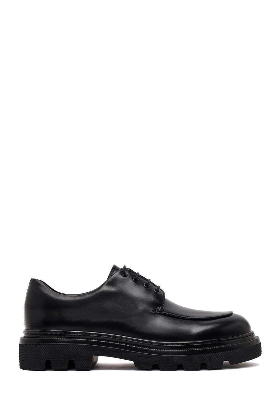 Male Black Lace-Up Thick-Soled Leather Casual Shoes WM660020DV | Derimod