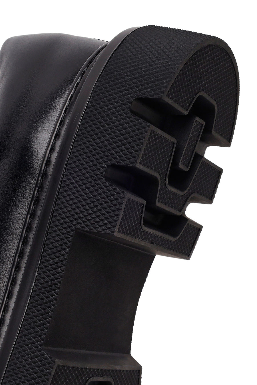 Male Black Lace-Up Thick-Soled Leather Casual Shoes