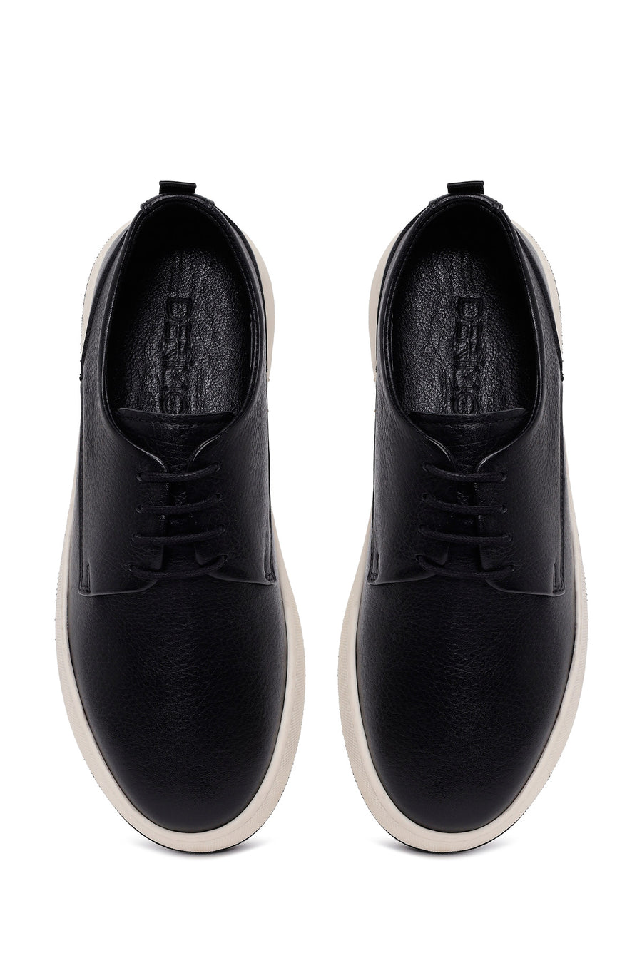 Male Black Lace-Up Thick-Soled Leather Casual Shoes