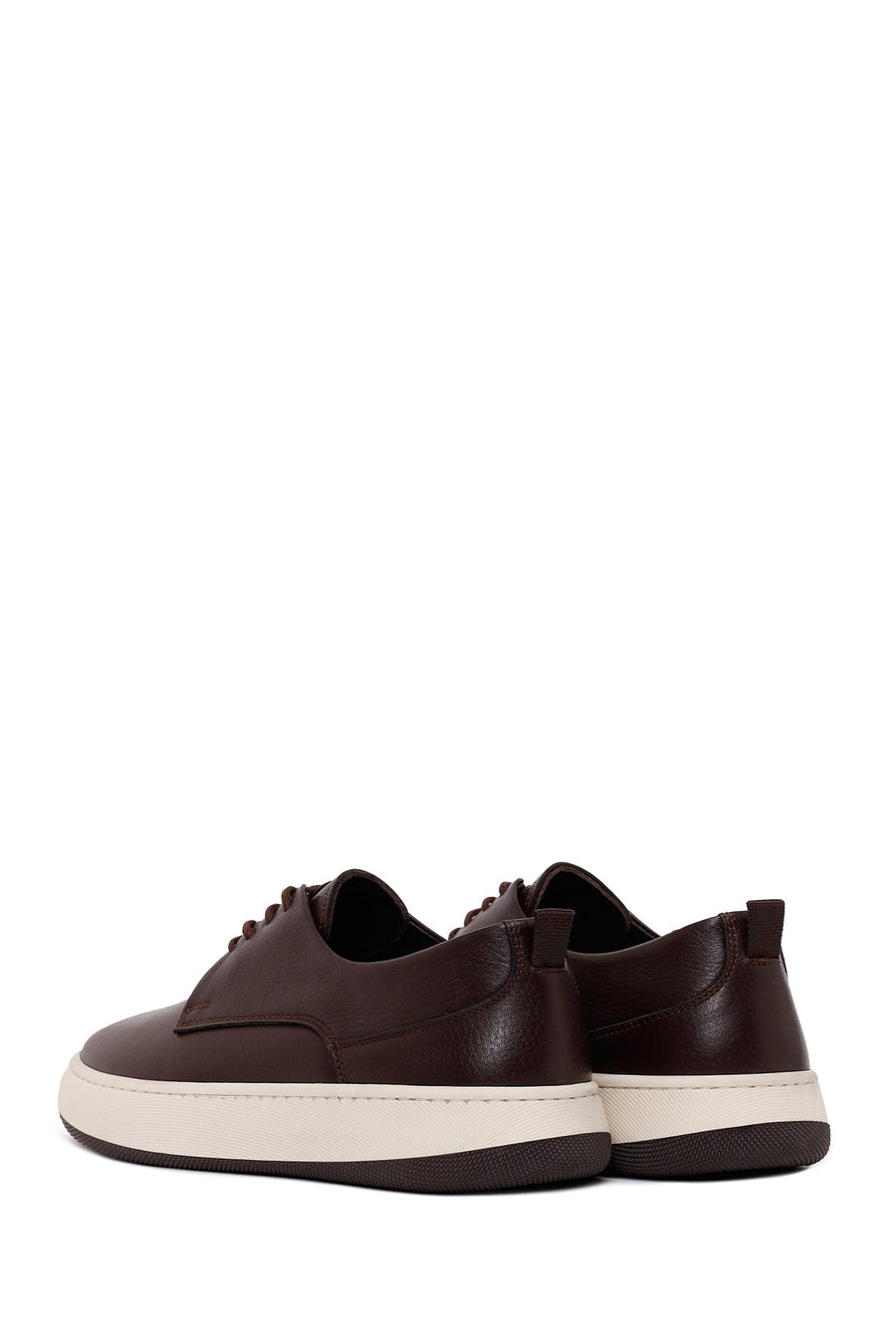 Male Brown Lace-Up Thick-Soled Leather Casual Shoe