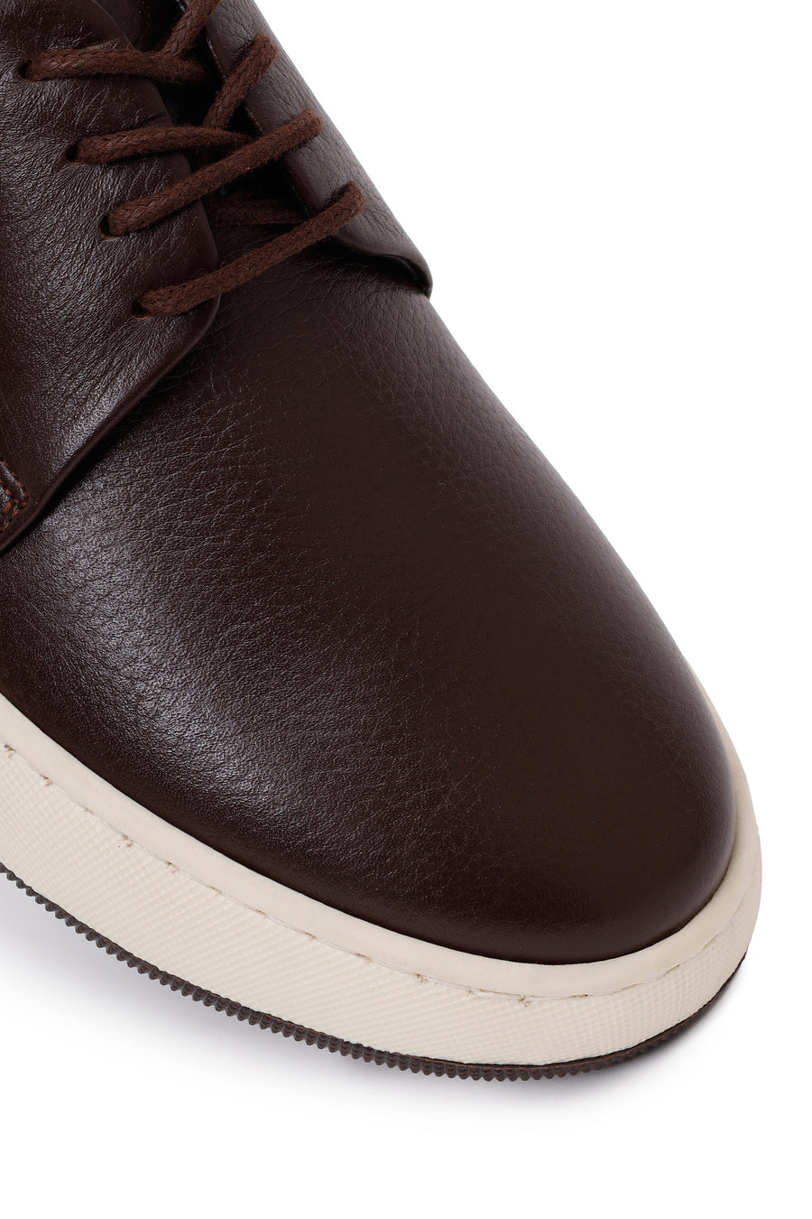 Male Brown Lace-Up Thick-Soled Leather Casual Shoe
