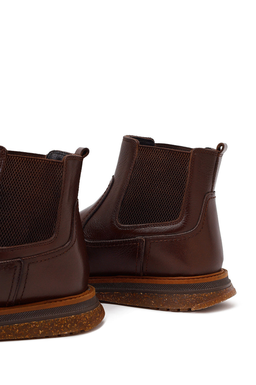Male Brown Leather Casual Chelsea Boots