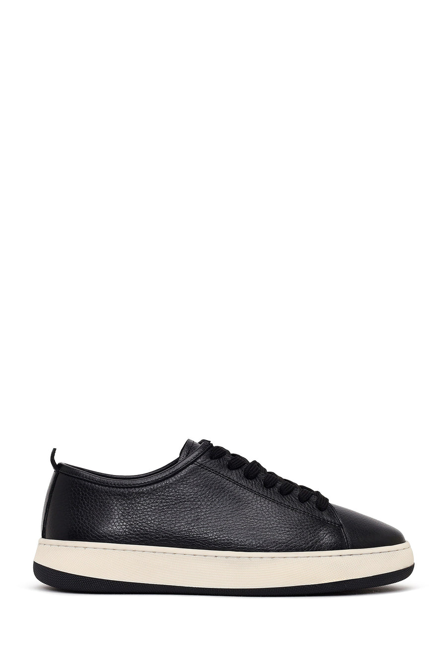 Male Black Lace-Up Thick-Soled Leather Sneaker WM700011DF | Derimod