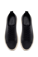 Erkek Siyah Bağcıklı Kalın Tabanlı Deri Sneaker | Derimod