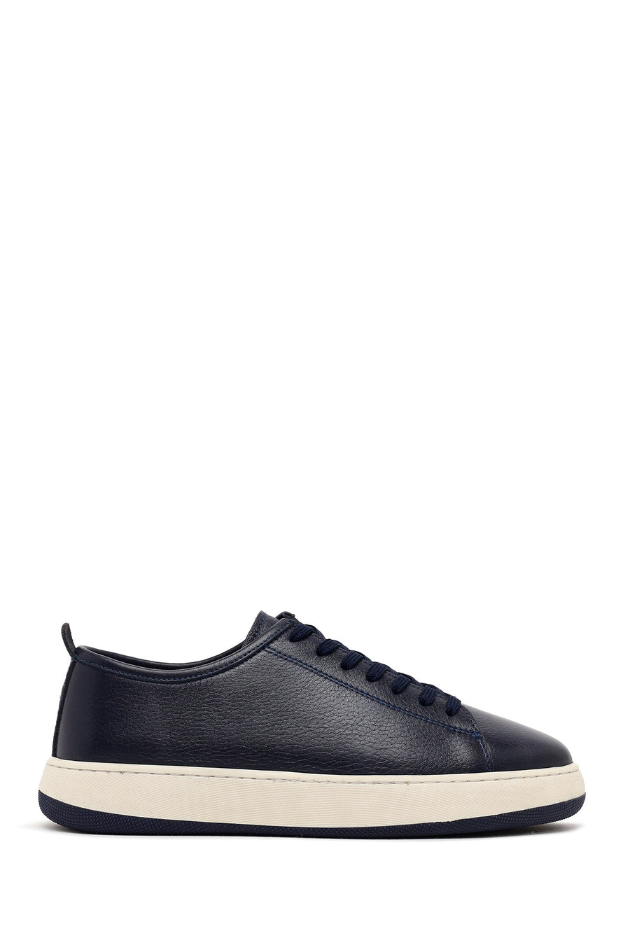 Male Navy Blue Lace-Up Thick-Soled Leather Sneaker WM700011DF | Derimod