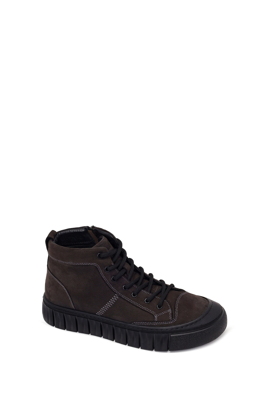 Male Anthracite Lace-Up Zip Closure Nubuck Leather Sports Boots