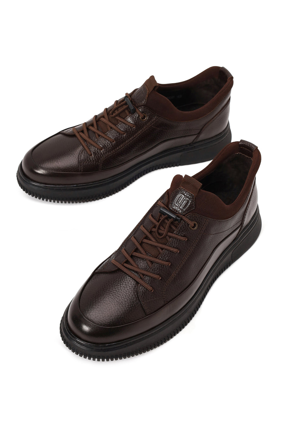 Male Brown Lace-Up Leather Sneaker