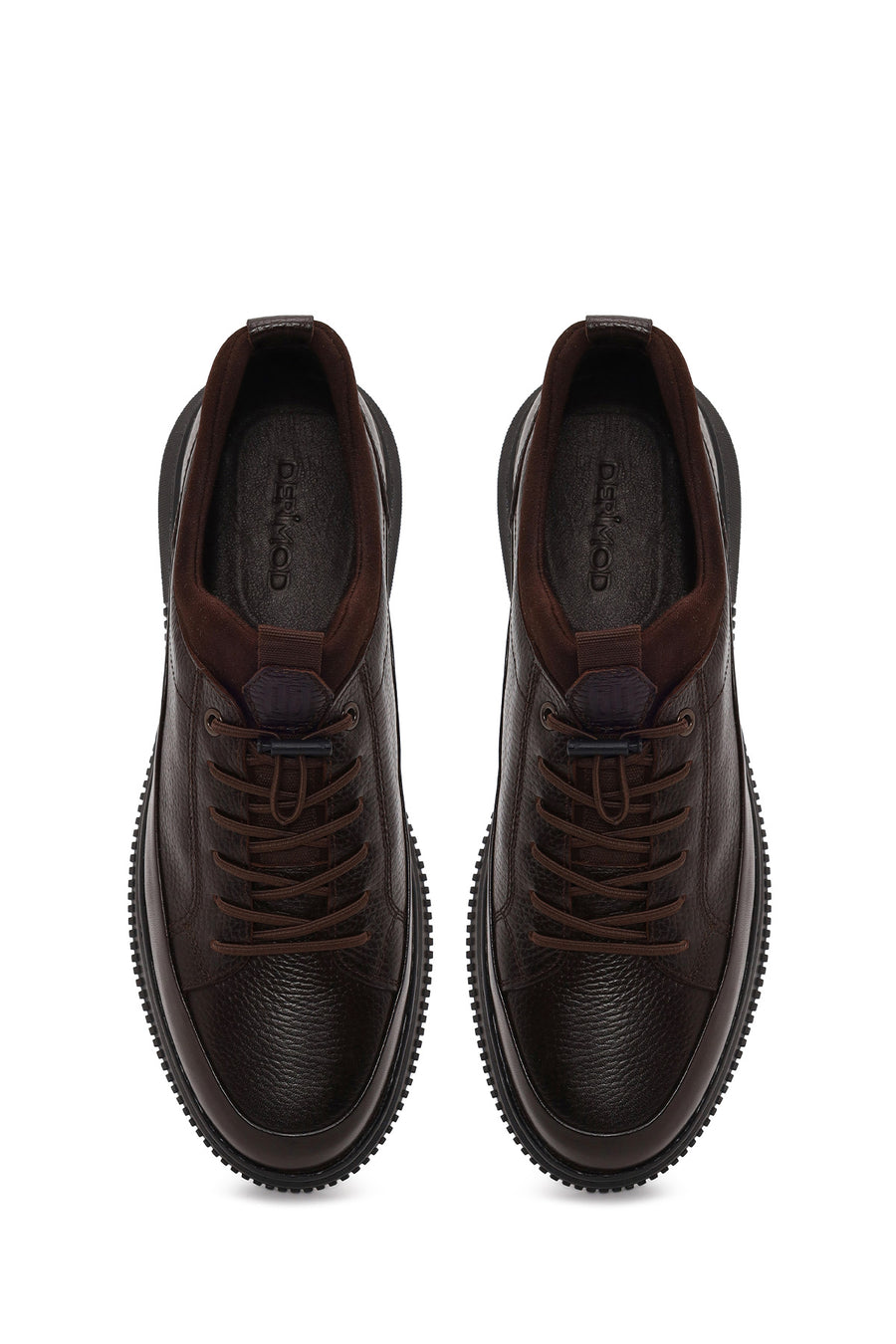 Male Brown Lace-Up Leather Sneaker