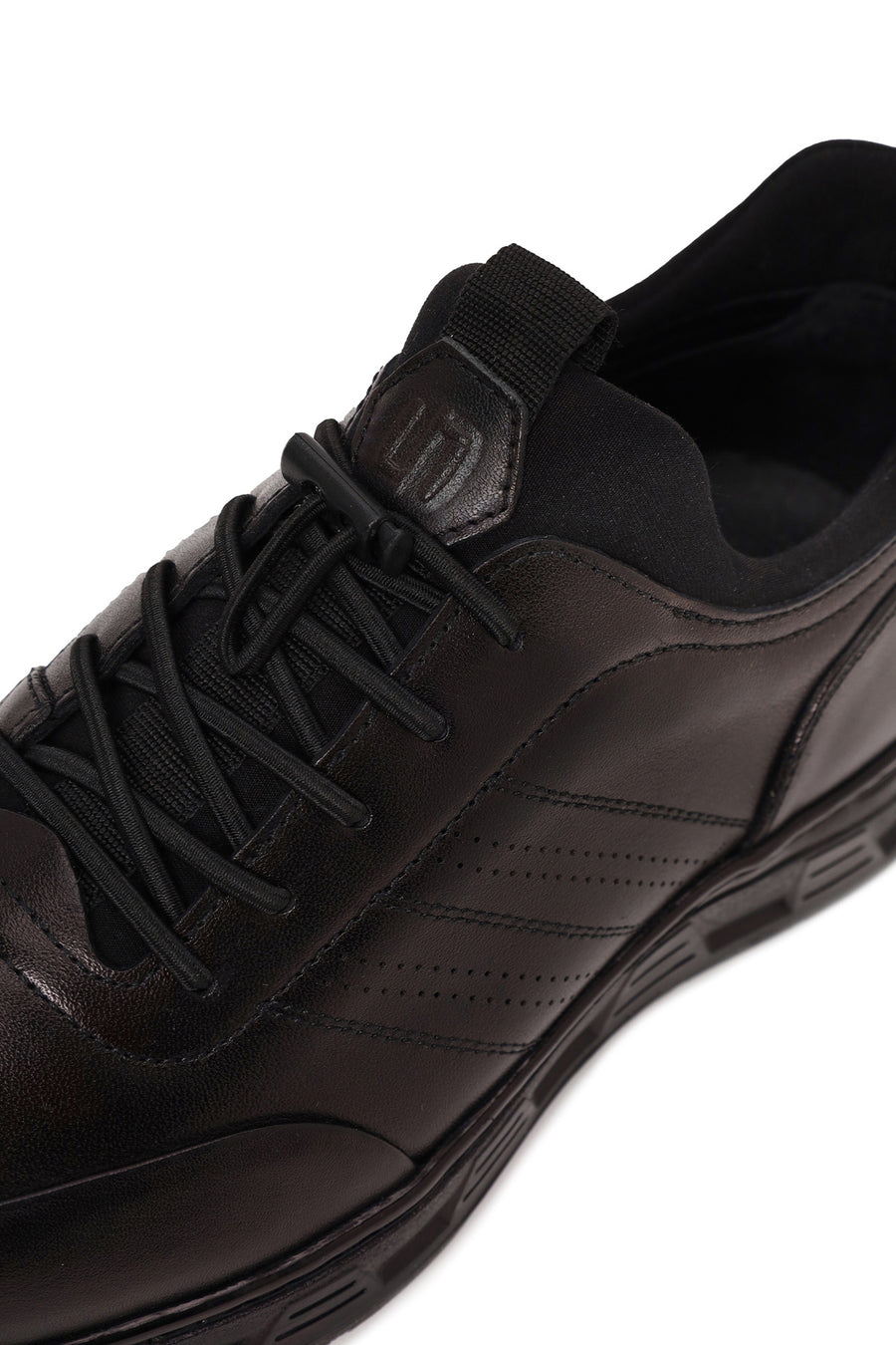 Derimod Fly Male Black Lace-Up Thick-Soled Leather Casual Sneaker