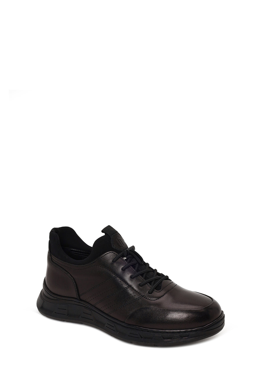 Derimod Fly Male Black Lace-Up Thick-Soled Leather Casual Sneaker