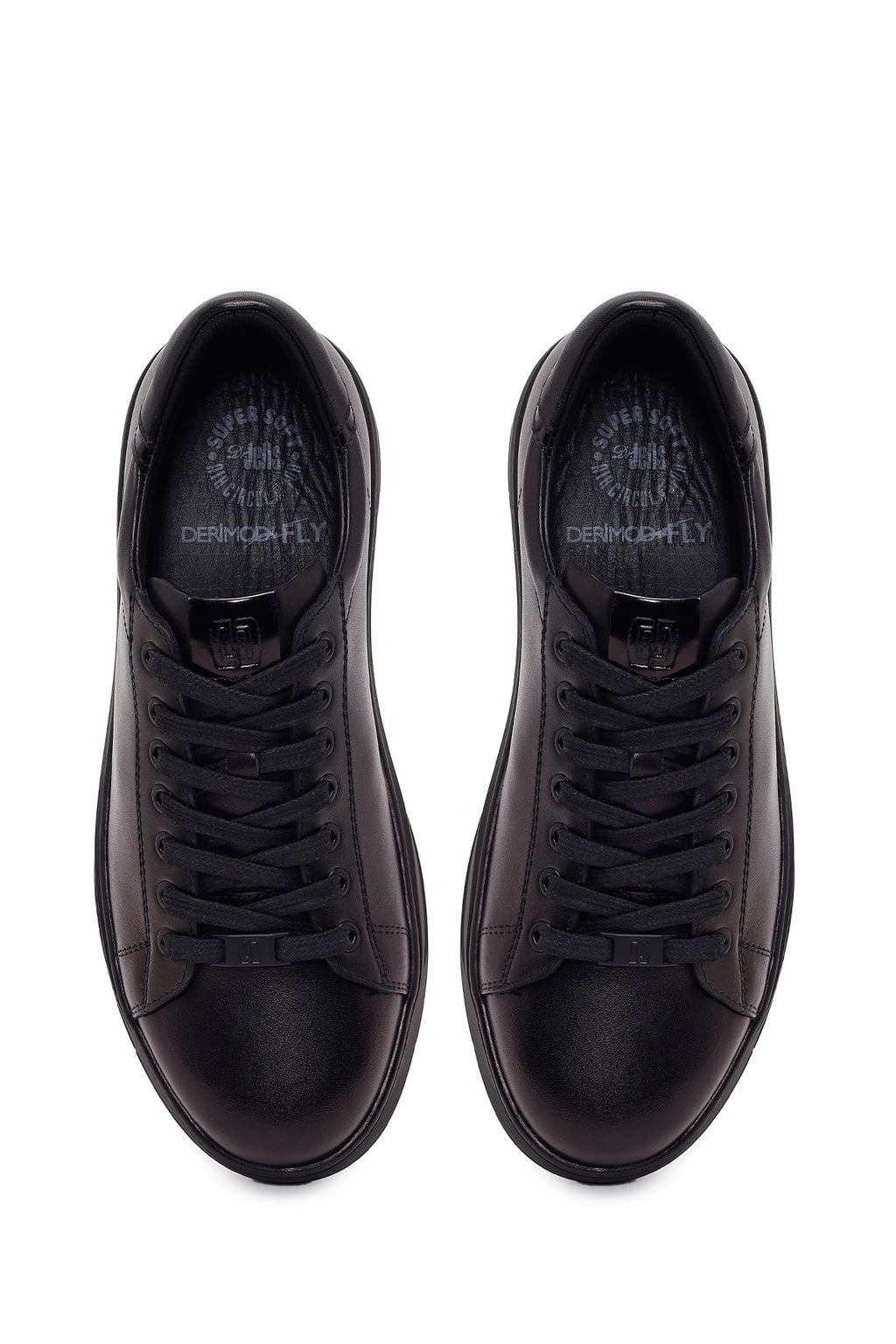 Derimod Fly Erkek Siyah Bağcıklı Kalın Tabanlı Deri Sneaker
