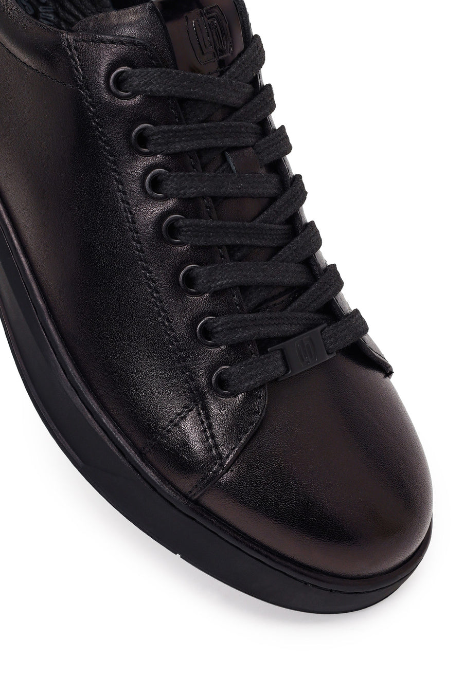 Derimod Fly Male Black Lace-Up Thick-Soled Leather Sneaker
