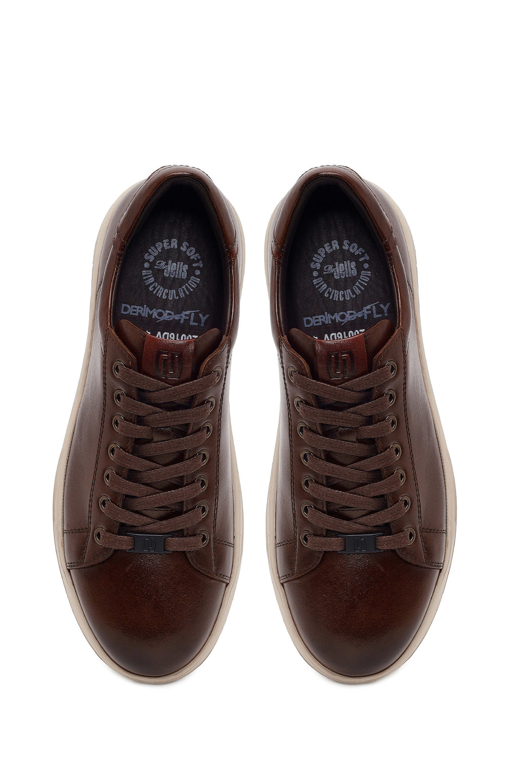 Derimod Fly Erkek Kahverengi Bağcıklı Kalın Tabanlı Deri Sneaker
