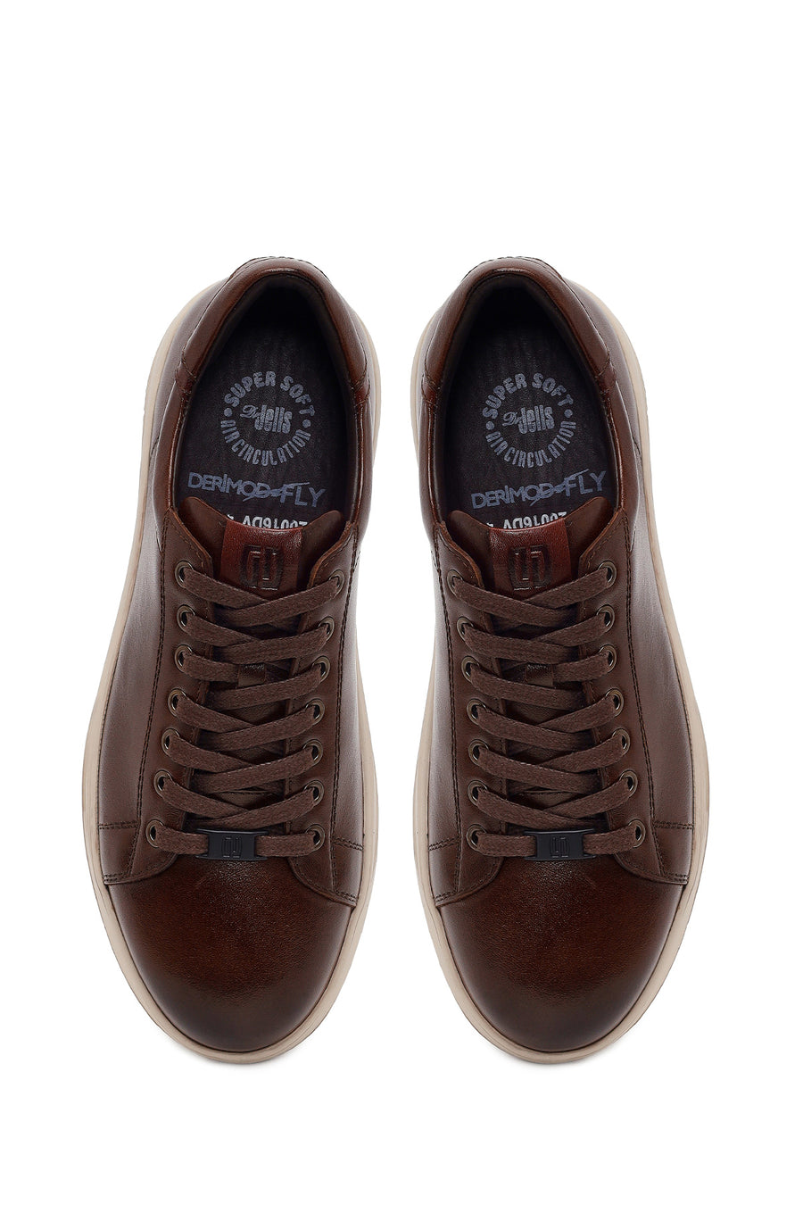 Derimod Fly Male Brown Lace-Up Thick-Soled Leather Sneaker