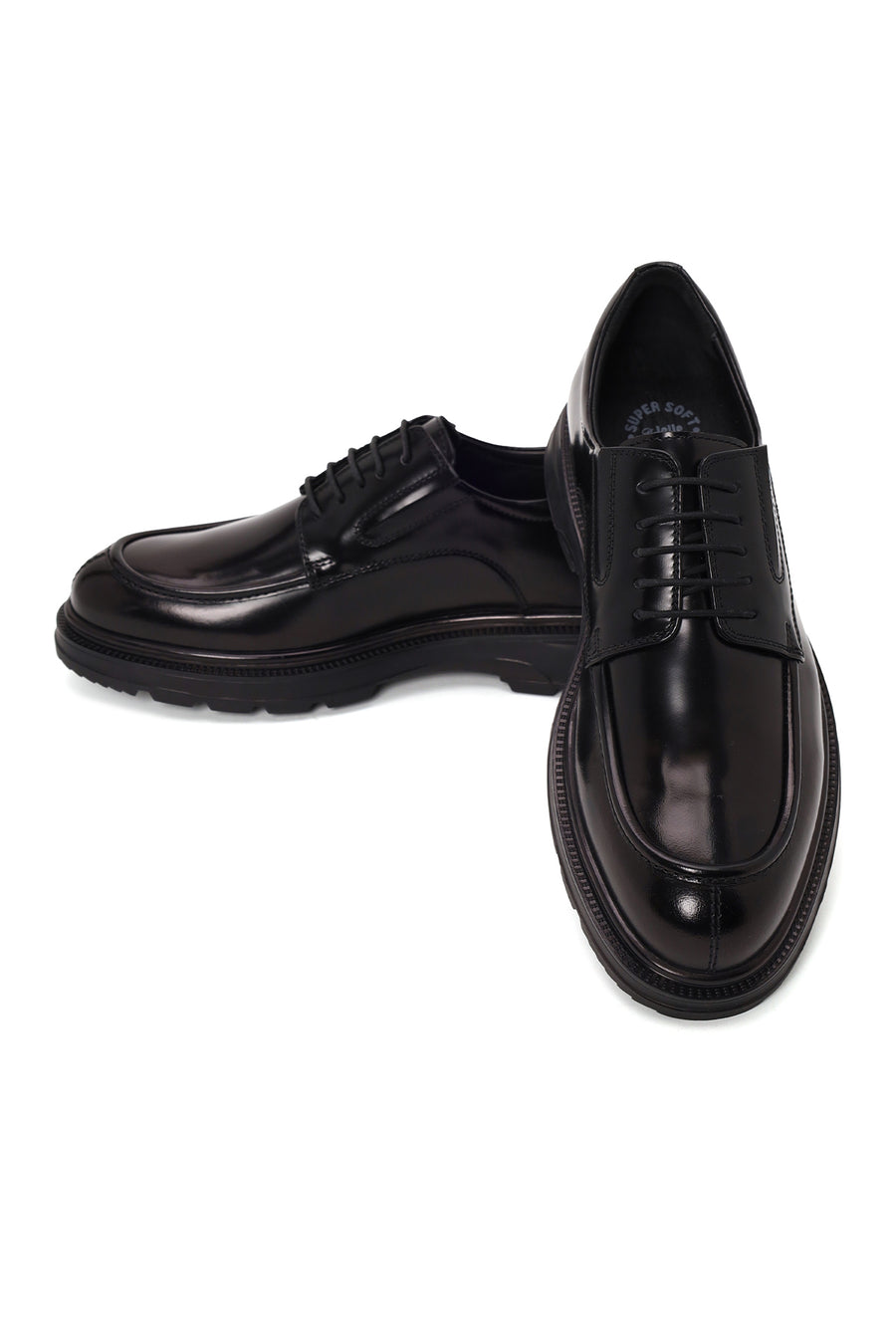 Derimod Fly Male Black Lace-Up Thick-Soled Leather Casual Shoes