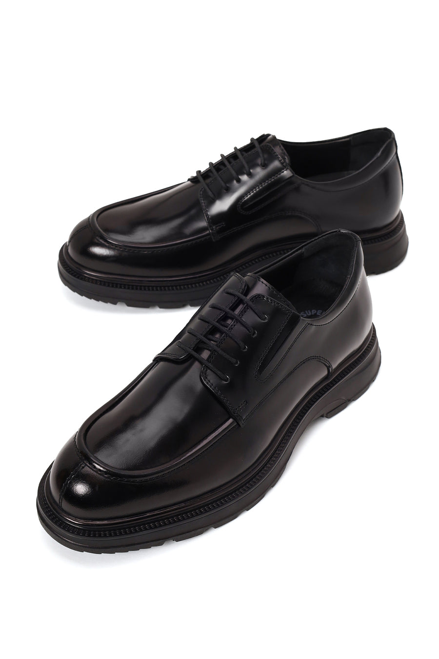 Derimod Fly Male Black Lace-Up Thick-Soled Leather Casual Shoes