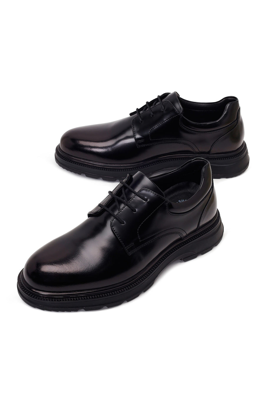 Derimod Fly Male Black Lace-Up Thick-Soled Leather Casual Shoes
