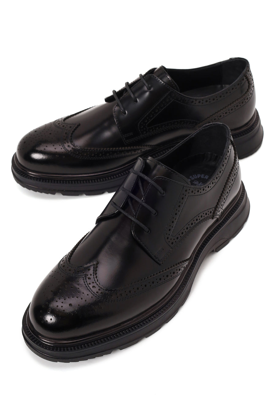 Derimod Fly Male Black Lace-Up Thick-Soled Leather Casual Shoes