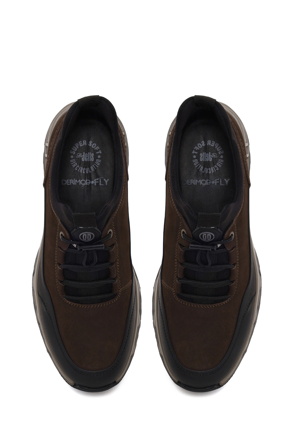 Derimod Fly Erkek Kahverengi Bağcıklı Kalın Tabanlı Nubuk Deri Casual Sneaker