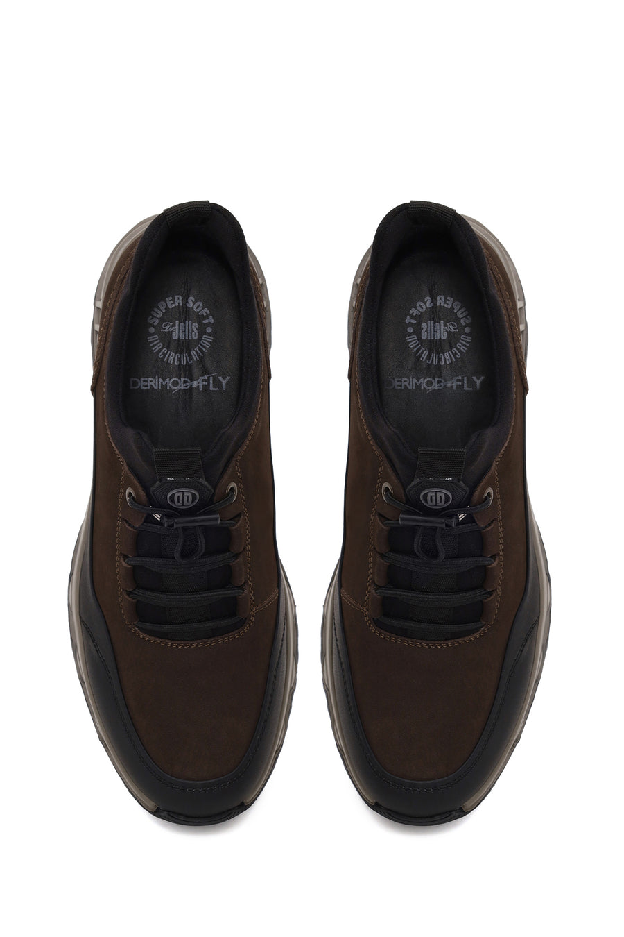 Derimod Fly Male Brown Lace-Up Thick-Soled Nubuck Leather Casual Sneaker